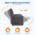 Fauteuil inclinable en velours côtelé, canapé inclinable manuel avec poignée, accoudoirs rembourrés, rembourrage épais, poche latérale, salon, chambre, salle de cinéma maison, gris foncé