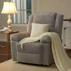 Fauteuil inclinable en velours côtelé, canapé inclinable manuel avec poignée, accoudoirs rembourrés, rembourrage épais, poche latérale, salon, chambre, salle de cinéma maison, gris foncé