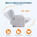 Fauteuil inclinable en velours côtelé, canapé inclinable manuel avec poignée, accoudoirs rembourrés, rembourrage épais, poche latérale, salon, chambre, salle de cinéma maison, gris foncé