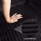 Fauteuil inclinable en velours côtelé, canapé inclinable manuel avec poignée, accoudoirs rembourrés, rembourrage épais, poche latérale, salon, chambre, salle de cinéma maison, gris foncé