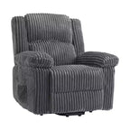 Fauteuil inclinable en velours côtelé, canapé inclinable manuel avec poignée, accoudoirs rembourrés, rembourrage épais, poche latérale, salon, chambre, salle de cinéma maison, gris foncé