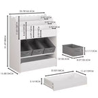 MAYEERTY Étagère de Rangement avec Bac et Tiroir, Organisateur de Livres Multifonctionnel en Bois pour Tout-petits, Salon, Blanc