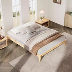 Lit plateforme en bambou massif GDFStudio Johnny 30 cm avec lattes en bois et support métallique