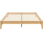 Lit plateforme en bambou massif GDFStudio Johnny 30 cm avec lattes en bois et support métallique
