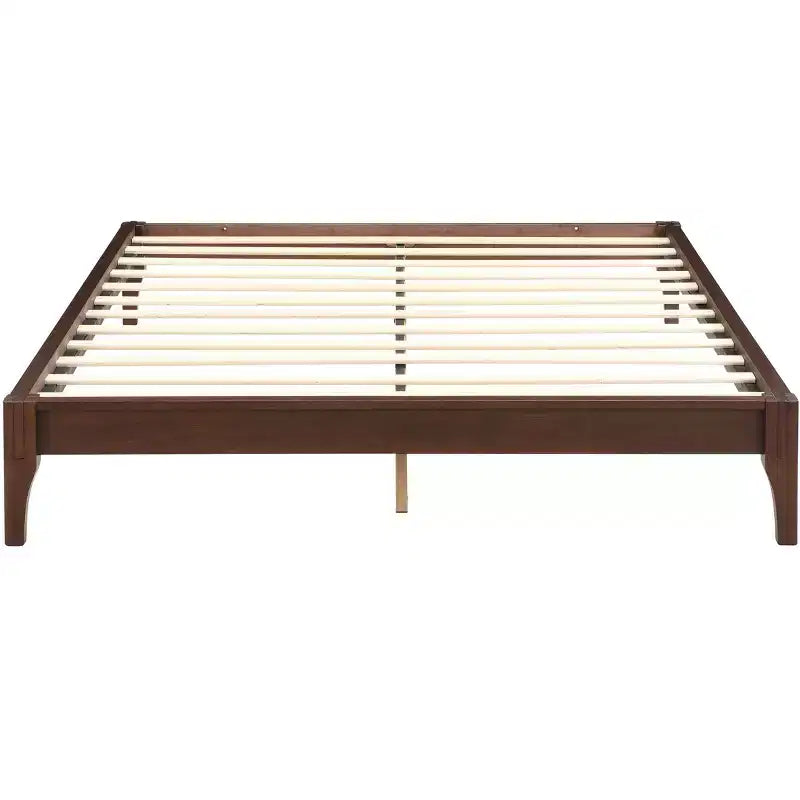 Lit plateforme en bambou massif GDFStudio Johnny 30 cm avec lattes en bois et support métallique