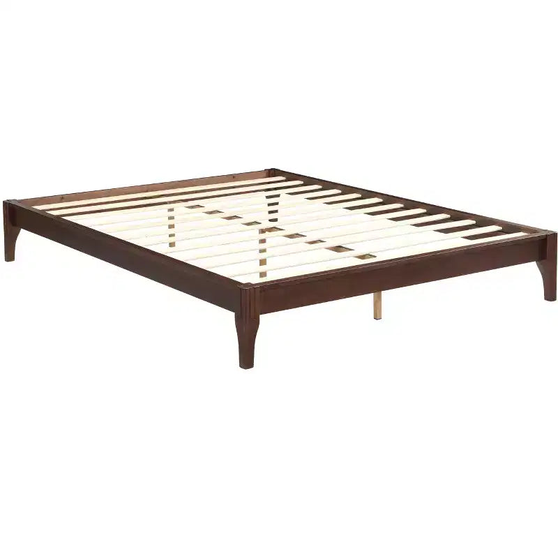 Lit plateforme en bambou massif GDFStudio Johnny 30 cm avec lattes en bois et support métallique
