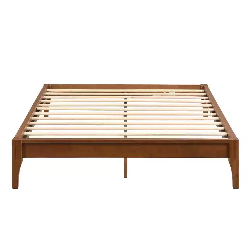 Lit plateforme en bambou massif GDFStudio Johnny 30 cm avec lattes en bois et support métallique