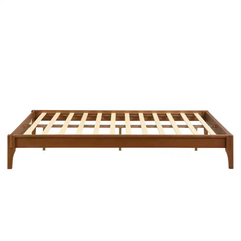 Lit plateforme en bambou massif GDFStudio Johnny 30 cm avec lattes en bois et support métallique