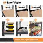 Étagère métallique sans vis à 5 niveaux de 28 po L x 12,3 po P x 59,5 po H, robuste, réglable, pour rangement de garage et organisation