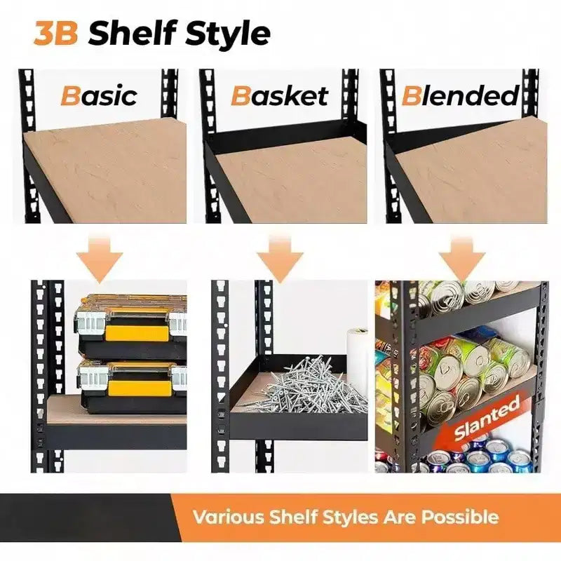 Étagère métallique sans vis à 5 niveaux de 28 po L x 12,3 po P x 59,5 po H, robuste, réglable, pour rangement de garage et organisation