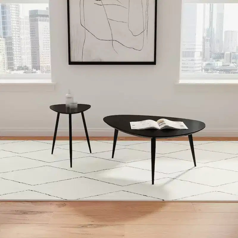 Dessous de verre, Table basse triangulaire en bois massif Odessa