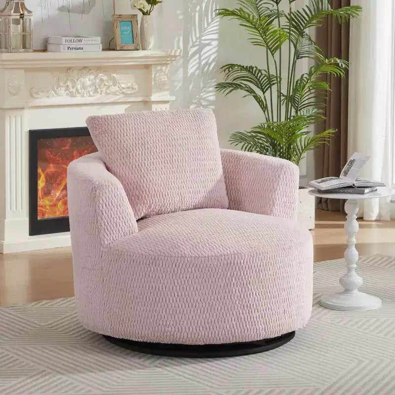 TUYOHW Fauteuil d'appoint pivotant compressible, fauteuil de canapé moderne en peluche avec ressorts ensachés, fauteuil de salon en fausse fourrure pour salon, chambre, bureau