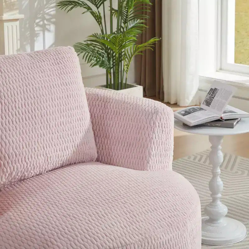 TUYOHW Fauteuil d'appoint pivotant compressible, fauteuil de canapé moderne en peluche avec ressorts ensachés, fauteuil de salon en fausse fourrure pour salon, chambre, bureau