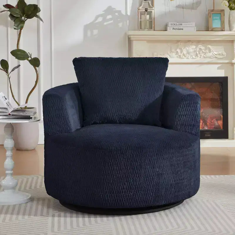 TUYOHW Fauteuil d'appoint pivotant compressible, fauteuil de canapé moderne en peluche avec ressorts ensachés, fauteuil de salon en fausse fourrure pour salon, chambre, bureau
