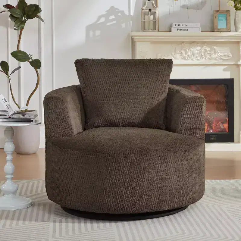 TUYOHW Fauteuil d'appoint pivotant compressible, fauteuil de canapé moderne en peluche avec ressorts ensachés, fauteuil de salon en fausse fourrure pour salon, chambre, bureau