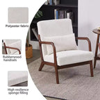 Fauteuil d'appoint moderne TUYOHW du milieu du siècle, fauteuil rembourré avec oreiller, cadre en bois d'hévéa, chaise de lecture pour salon, chambre, balcon