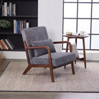 Fauteuil d'appoint moderne TUYOHW du milieu du siècle, fauteuil rembourré avec oreiller, cadre en bois d'hévéa, chaise de lecture pour salon, chambre, balcon