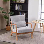 Fauteuil d'appoint moderne TUYOHW du milieu du siècle, fauteuil rembourré avec oreiller, cadre en bois d'hévéa, chaise de lecture pour salon, chambre, balcon