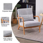 Fauteuil d'appoint moderne TUYOHW du milieu du siècle, fauteuil rembourré avec oreiller, cadre en bois d'hévéa, chaise de lecture pour salon, chambre, balcon