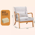 Fauteuil d'appoint moderne TUYOHW du milieu du siècle, fauteuil rembourré avec oreiller, cadre en bois d'hévéa, chaise de lecture pour salon, chambre, balcon