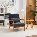 Fauteuil d'appoint moderne TUYOHW du milieu du siècle, fauteuil rembourré avec oreiller, cadre en bois d'hévéa, chaise de lecture pour salon, chambre, balcon