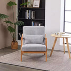 Fauteuil d'appoint moderne TUYOHW du milieu du siècle, fauteuil rembourré avec oreiller, cadre en bois d'hévéa, chaise de lecture pour salon, chambre, balcon