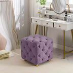 MAYEERTY Ottoman rembourré en velours, petite table d'appoint, tabouret de maquillage, salon, chambre, entrée, rose