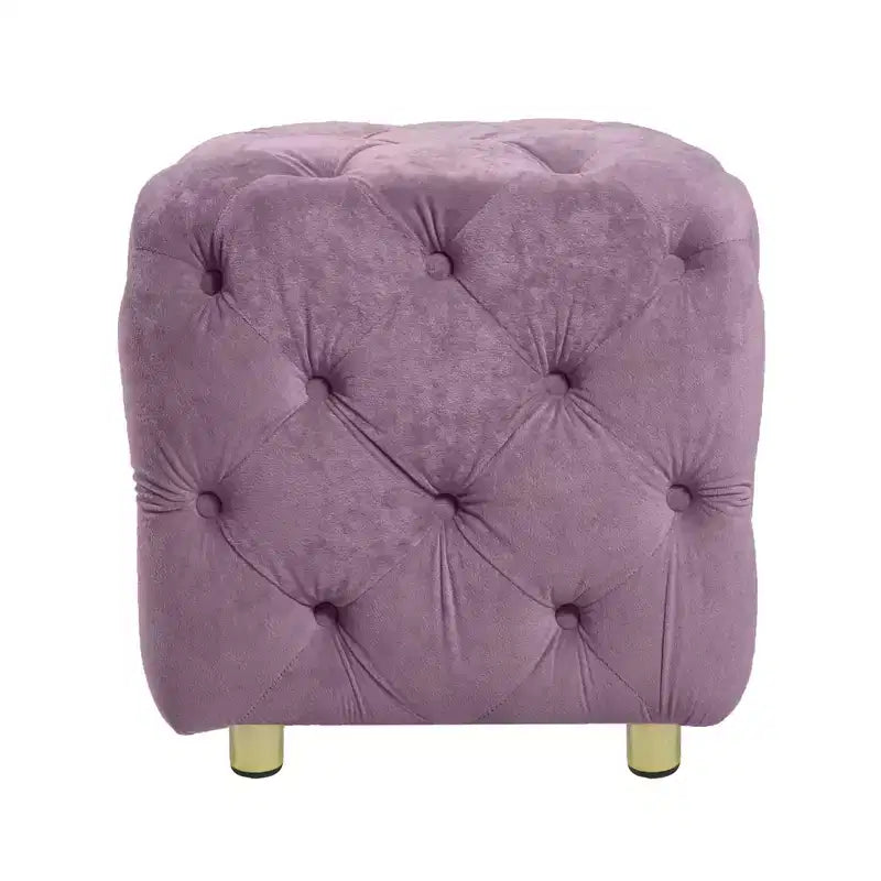 MAYEERTY Ottoman rembourré en velours, petite table d'appoint, tabouret de maquillage, salon, chambre, entrée, rose