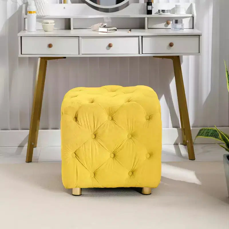 MAYEERTY Ottoman rembourré en velours, petite table d'appoint, tabouret de maquillage, salon, chambre, entrée, rose
