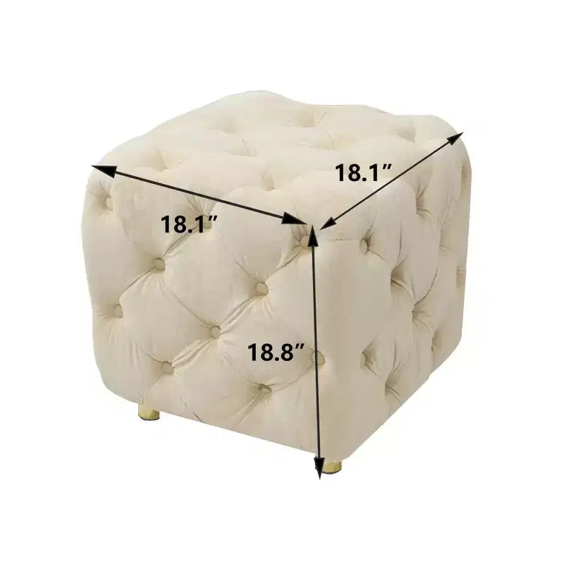 MAYEERTY Ottoman rembourré en velours, petite table d'appoint, tabouret de maquillage, salon, chambre, entrée, rose