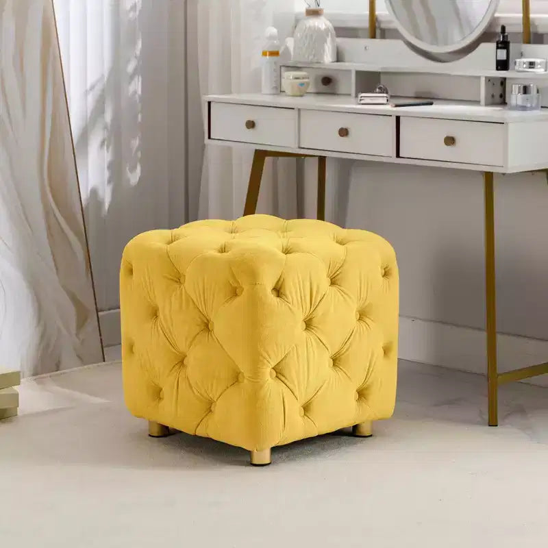 MAYEERTY Ottoman rembourré en velours, petite table d'appoint, tabouret de maquillage, salon, chambre, entrée, rose