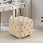 MAYEERTY Ottoman rembourré en velours, petite table d'appoint, tabouret de maquillage, salon, chambre, entrée, rose