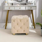 MAYEERTY Velvet Upholstered Ottoman, Small End Table Foot Stool Makeup Chair, Living Room Bedroom Entrance, Pink