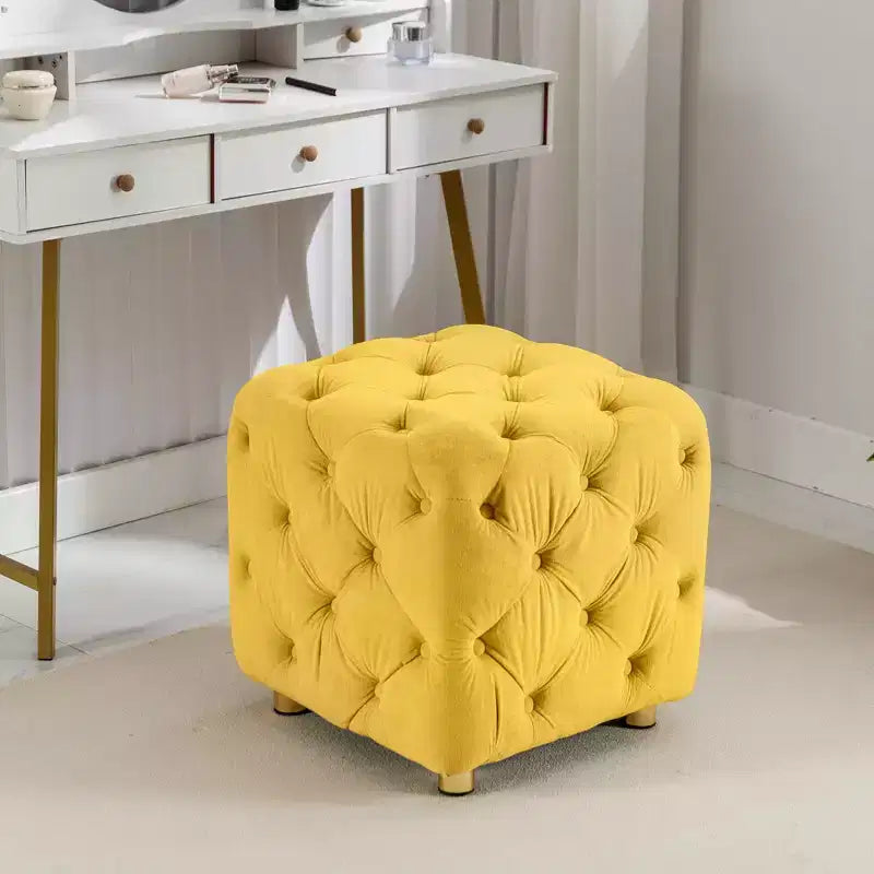 MAYEERTY Ottoman rembourré en velours, petite table d'appoint, tabouret de maquillage, salon, chambre, entrée, rose
