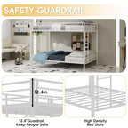 Okak Queen/Grand lit superposé robuste en métal avec échelles et garde-corps pleine longueur, cadre de lit contemporain pour chambre à coucher, appartements
