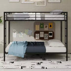 Okak Queen/Full Robust Metal Bunk Bed with Ladders & Full-Length Guardrai,Contemporary Bed Frame for Bedroom,Apartments