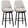 Bar Height Bar Stools Set of 2, Modern 360 Degree Swivel Kitchen Chairs with Steel Legs and Footrest, 29.5 Inch Seat Height Upholstered Barstools