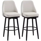 Bar Height Bar Stools Set of 2, Modern 360 Degree Swivel Kitchen Chairs with Steel Legs and Footrest, 29.5 Inch Seat Height Upholstered Barstools
