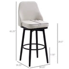 Lot de 2 tabourets de bar à hauteur de bar, chaises de cuisine modernes pivotantes à 360 degrés avec pieds en acier et repose-pieds, tabourets de bar rembourrés hauteur d'assise 75 cm