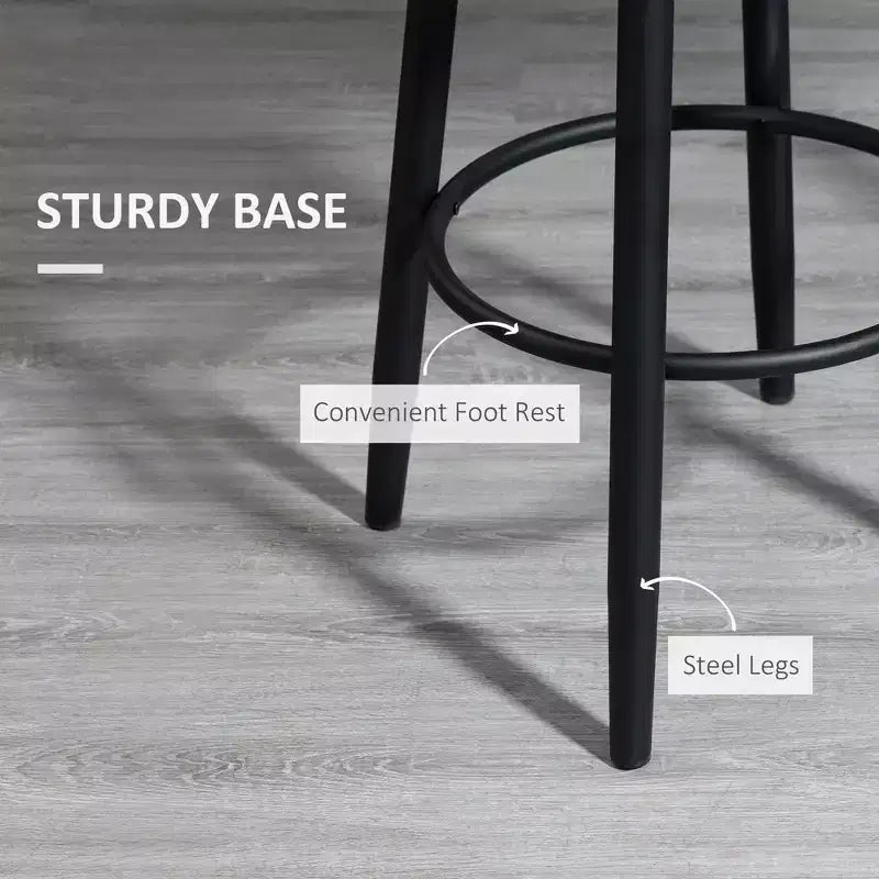 Lot de 2 tabourets de bar à hauteur de bar, chaises de cuisine modernes pivotantes à 360 degrés avec pieds en acier et repose-pieds, tabourets de bar rembourrés hauteur d'assise 75 cm