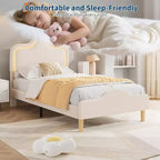 Cadre de lit rembourré LED Beige/Rose/Gris avec tête de lit réglable, lit plateforme de princesse en velours pour filles avec support à lattes en bois, montage facile