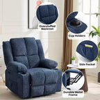 Fauteuil inclinable électrique surdimensionné pour personnes âgées, inclinable à 135°, avec fonction de levage, massage et chaleur, 2 porte-gobelets