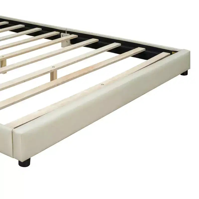 Lit gigogne rembourré Luxystar Queen & Twin XL, avec cuir PU et barrière de sécurité