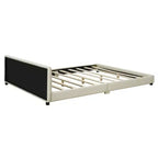 Lit gigogne rembourré Luxystar Queen & Twin XL, avec cuir PU et barrière de sécurité