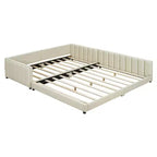 Lit gigogne rembourré Luxystar Queen & Twin XL, avec cuir PU et barrière de sécurité