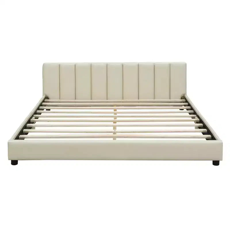 Lit gigogne rembourré Luxystar Queen & Twin XL, avec cuir PU et barrière de sécurité
