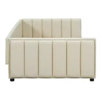 Lit gigogne rembourré Luxystar Queen & Twin XL, avec cuir PU et barrière de sécurité