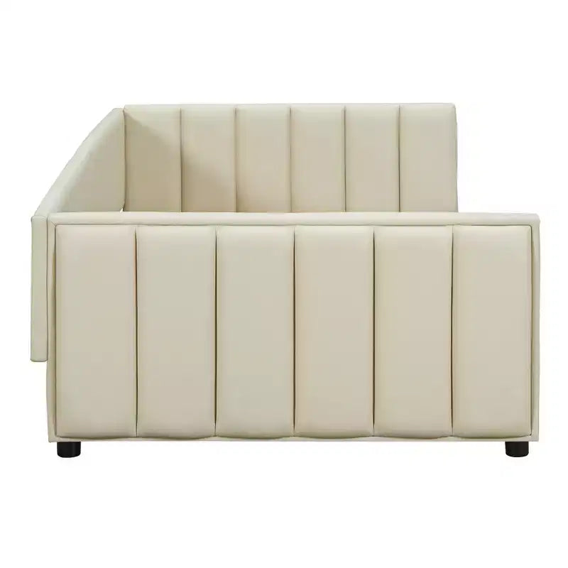 Lit gigogne rembourré Luxystar Queen & Twin XL, avec cuir PU et barrière de sécurité
