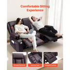 Canapé inclinable VEVOR Loveseat, canapé inclinable électrique avec chauffage, massage et minuterie, canapé inclinable électrique en cuir PU avec console centrale, marron