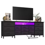 70 Inch Long Dresser TV Stand for 65, 75, 80 Inch TV, Wide 13 Chest of Fabric Drawers Dresser, Large Entertainment Center for Bedroom